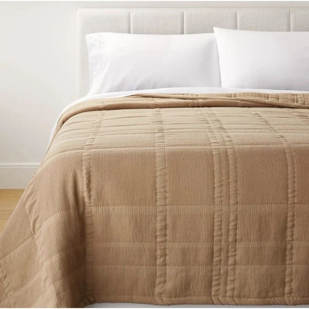 Queen Waffle Matelasse Quilt Camel - Threshold designed with Studio McGee NEW